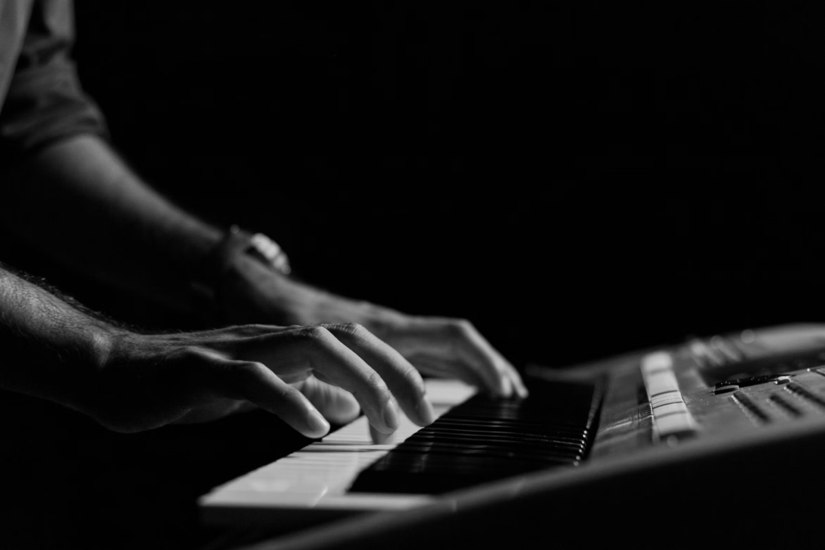 Piano keyboard close-up