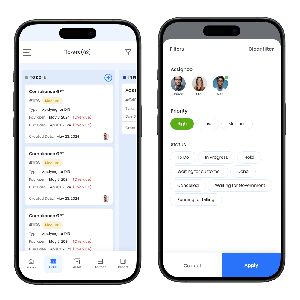 Nigo — Filter panel and mobile view